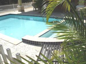 a swimming pool in a yard with a palm tree at Seashore Condo in Rincon +15 photos