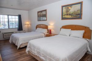 Postel nebo postele na pokoji v ubytování Traveler's Inn Carlin NV near Elko + 37 fotografií