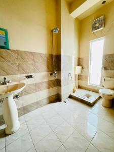 un bagno con un water e un lavandino di Plaza Inn Hotel a Rahimyar Khan