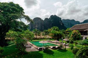 A view of the pool at Riverside Boutique Resort, Vang Vieng or nearby
