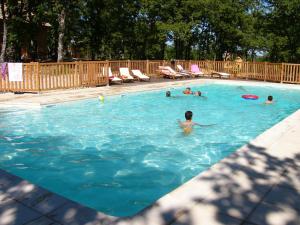 a group of people swimming in a swimming pool at Le Bois de Faral in Le Bastit