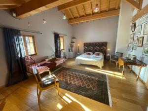 a large living room with a bed and a couch at Chez La Nanie in Saint-Paul-en-Chablais