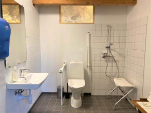 a bathroom with a toilet and a sink at Apartment med udsigt over Nordmors in Sejerslev