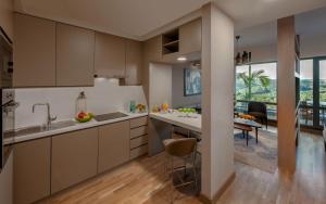 Kuchyň nebo kuchyňský kout v ubytování Deluxe Apartment with Shared Pool and Refreshing View in Maslak