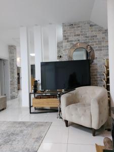 TV a/nebo společenská místnost v ubytování וילה שחר בגולן