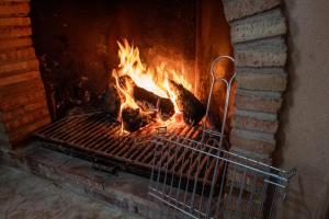 un fuego en un horno de ladrillo con llamas en él en San Antón, en Cazorla
