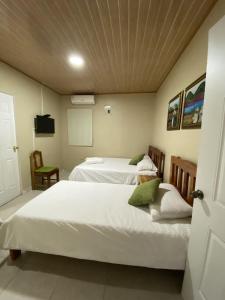 a room with two beds and a tv in it at Hotel Ana Mary in Santiago +13 photos