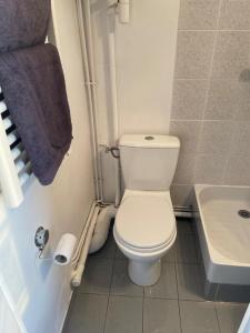 ein Badezimmer mit einem weißen WC und einem Waschbecken in der Unterkunft Charmant Studio 3 pers - 20mn Paris - 35mn Disney in Fontenay-sous-Bois