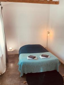 a bedroom with a bed with two towels on it at Casa Côté Sud - Mas Bois Fontaine in Nîmes