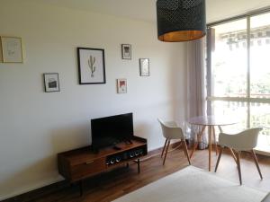 TV a/nebo společenská místnost v ubytování Studio de charme au coeur d'un Parc