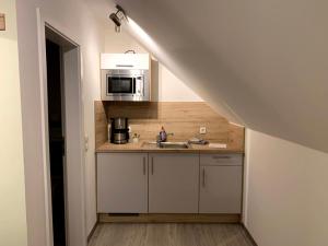 Kuchyň nebo kuchyňský kout v ubytování Hotel Schmidt's Hoern