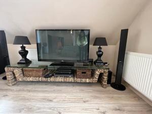 TV a/nebo společenská místnost v ubytování Liwa Garden Krzywa 11