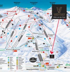 eine Karte der Skipisten in vaiselakko in der Unterkunft Van's Place, Luxury Apartment in Kaltenbach