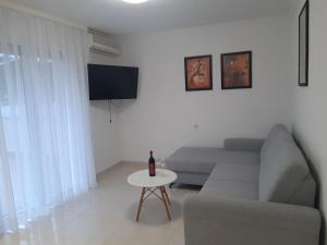 a living room with a couch and a table at Apartment Ivan in Vinišće