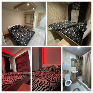 a collage of four pictures of a room with a bed at Sekulic Apartments in Loznica
