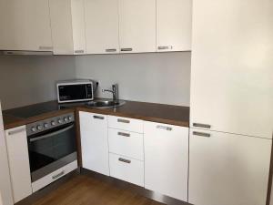 Kuchyň nebo kuchyňský kout v ubytování Modern one bedroom flat with sunset views, self check-in + 2 fotografie