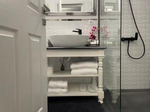a bathroom with a sink and a shower at Dallure House Boutique Brasov in Braşov +104 photos