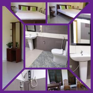 un collage di quattro foto di un bagno di Fairview Dill homestay a Sigiriya