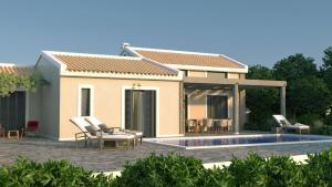 a villa with a swimming pool and a house at Villa Christina in Pouládes