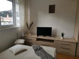 TV a/nebo společenská místnost v ubytování Charming studio with river view