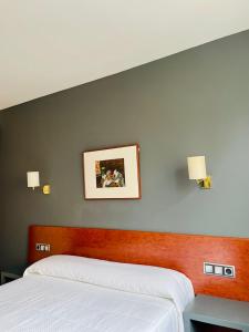 a bedroom with a bed and a mirror at Hotel Yerri in Estella