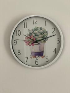 a clock with a potted plant on a wall at Apartmani Milić Banja Koviljača in Banja Koviljača