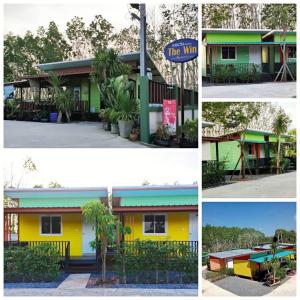 a collage of four pictures of a house at โรงแรม​ เดอะวิน​ รีสอร์ท in Thung Song