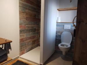 LE CHÈVREFEUILLE في بونت سانت ماكسانس: حمام مع مرحاض بجدار من الطوب