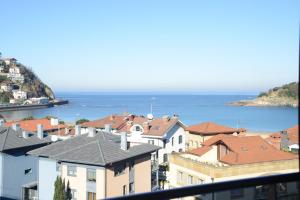 Blick auf eine Stadt mit Häusern und das Meer in der Unterkunft Go Donosti Chillida in San Sebastián + 4 Fotos