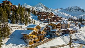a lodge in the snow in the mountains at Chalet Hugo by Les Etincelles in Belle Plagne