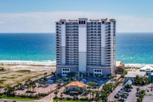 an aerial view of a hotel on the beach at Beach Club 604 in Pensacola Beach