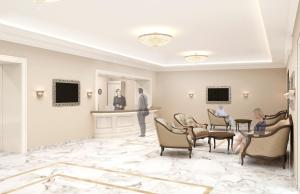 a rendering of a waiting room with people sitting in chairs at Zvezda Hotel in Rostov on Don