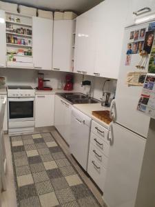 Η κουζίνα ή μικρή κουζίνα στο Mukava talo maaseudulla lähellä keskustaa +8 φωτογραφίες