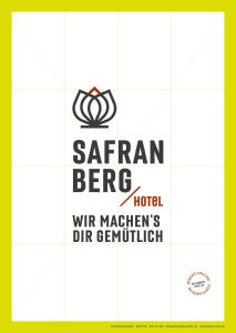 een bord met de tekst saarinen berg hotel wirimsdirdirdir wr bij Safranberg Hotel & Sauna in Ulm