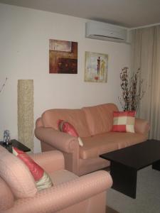 sala de estar con sofá y mesa en Spacious and Cosy Apartment in Bansko Royal Towers Complex, en Bansko