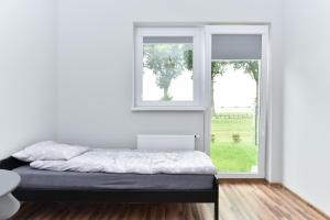 Tempat tidur dalam kamar di Zielona Dolina 2020