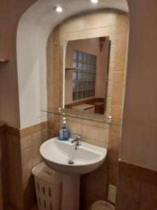 a bathroom with a sink and a mirror at Domus Astra in Brindisi