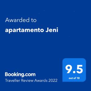 A certificate, award, sign or other document on display at Apartamento Jeni Residencia Flamingo