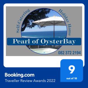 a logo for the beach of oyster bay with an umbrella at Pearl of OysterBay in Westbrook
