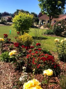 un jardín con flores de colores en un patio en Lagalerne, en Neuville-du-Poitou