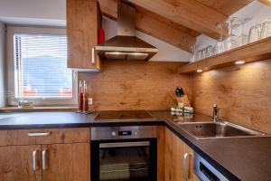 Kuchyň nebo kuchyňský kout v ubytování Bergchalet Haflingerherz