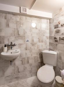 a bathroom with a toilet and a sink at Top Center Vintage Sofia Condo in Sofia +6 photos