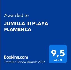 Certifikát, ocenenie alebo iný dokument vystavený v ubytovaní Gound Floor Bungalow Jumilla III Playa Flamenca