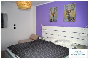 Szmer Potoku في شيراردوف ازدروي: غرفة نوم بها سرير و لوحتين على الحائط