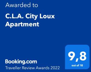 Certifikát, ocenenie alebo iný dokument vystavený v ubytovaní C.L.A. City Loux Apartment