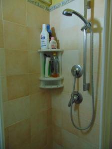 a bathroom with a shower with a shower head at Casa Giulia on Francigena in Gambassi Terme +52 photos