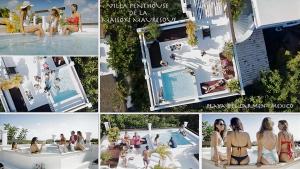 a collage of photos of people in a swimming pool at Mansion Mauresque in Playa del Carmen +48 photos