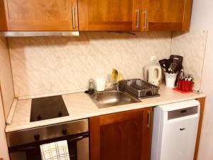 A kitchen or kitchenette at Ski Zone at Gondola, Perfect One Bdrm, Fast WiFi, Netflix, Quiet, Warm
