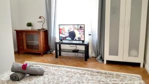 Televízia a/alebo spoločenská miestnosť v ubytovaní Apartament Litevski Deluxe