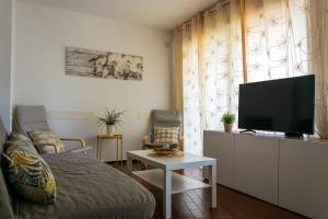 a living room with a tv and a couch at Apartamento Lince in Matalascañas